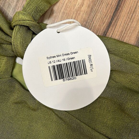 NWT Princess Polly Sydnee Green Halter Mini Dress Stretch Peek-a-Boo Women 12 - Picture 3 of 10